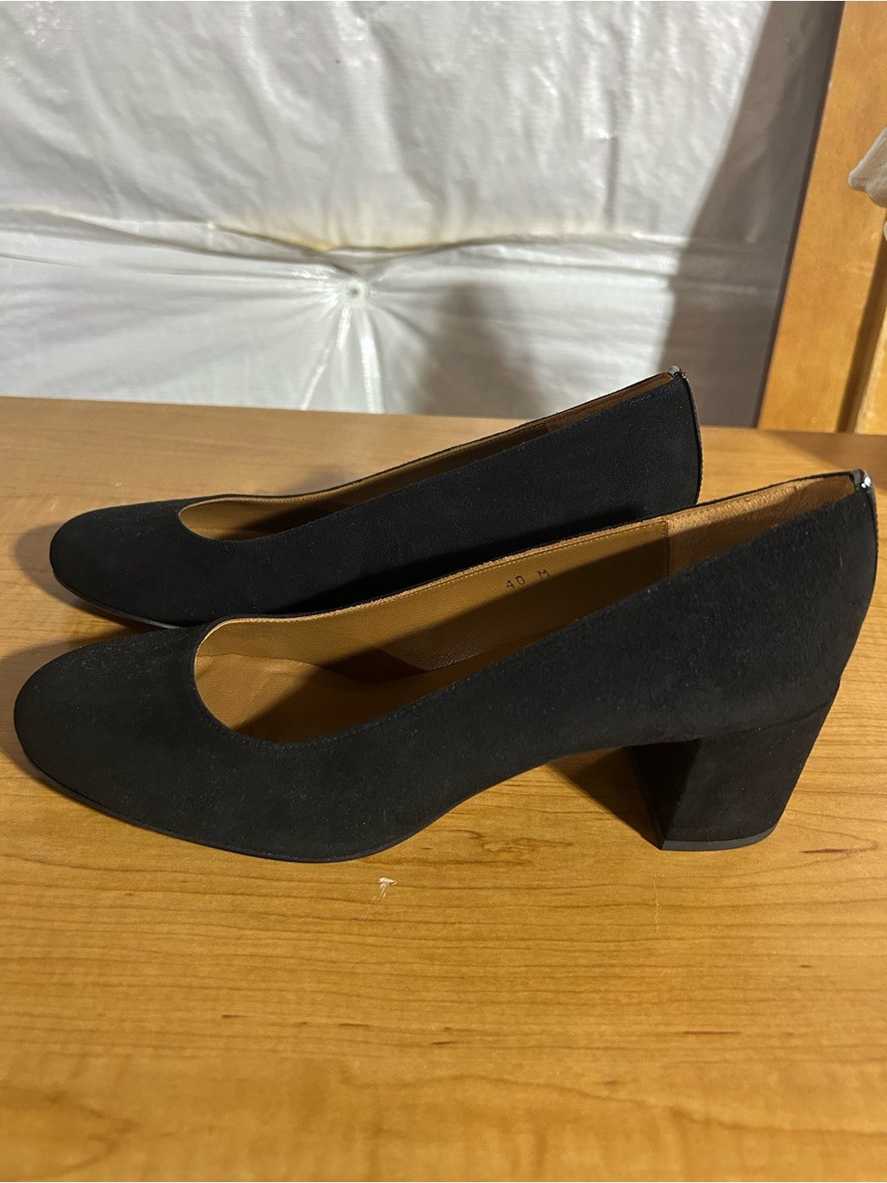 Margaux Black Suede Block Heel Pumps